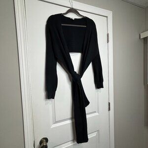 Anthropologie Daily Practice Black Long Sleeve Shrug with Tie Size XS